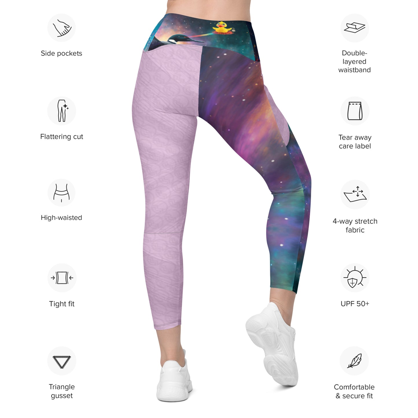 Leggings with pockets - "Laser Loon vs Rubber (Band) Ducky"
