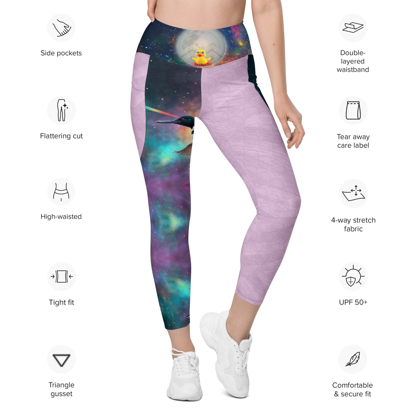 Leggings with pockets - "Laser Loon vs Rubber (Band) Ducky"