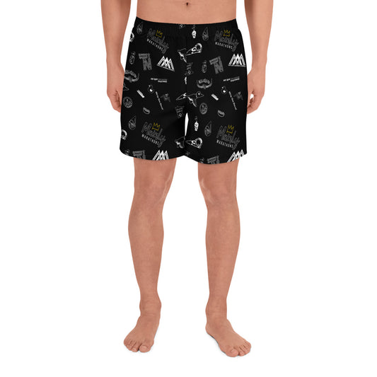 Recycled Athletic Shorts - "Allover Black-White"