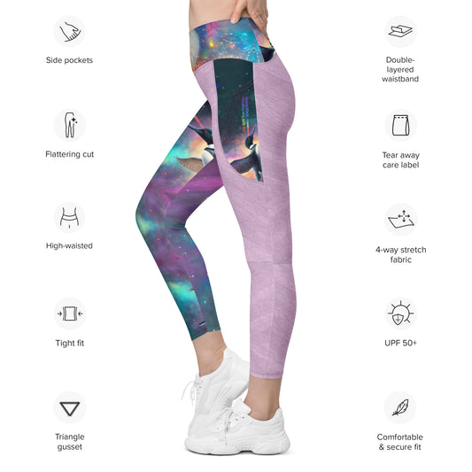 Leggings with pockets - "Laser Loon vs Rubber (Band) Ducky"